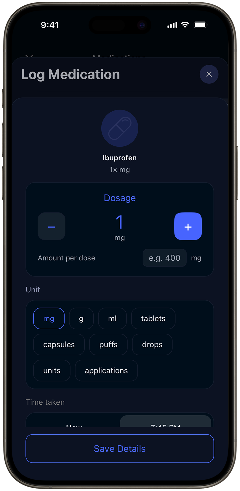 xHeal life event logging for medications, supplements, and health context